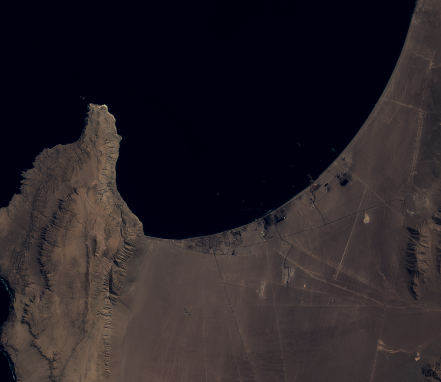 [Landsat 8 bands 2, 3, 4 RGB color composite,TOA Reflectance bands, HOT haze reduction]