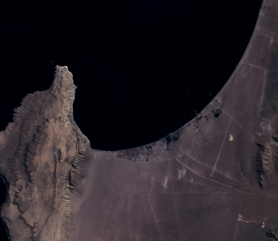 [Landsat 8 bands 2, 3, 4 RGB color composite,TOA Reflectance bands, HOT haze reduction, histogram stretch]