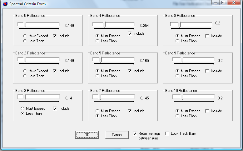 [Landsat Spectral Analyzer settings]