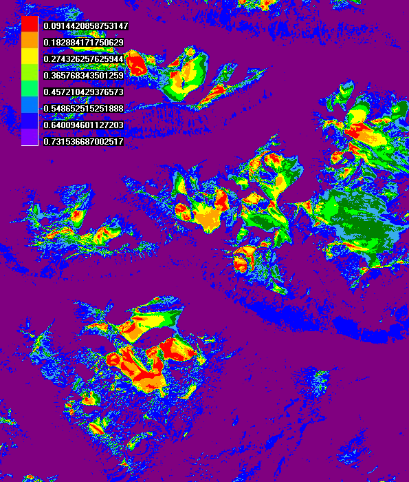 [Landsat Snow Pack Computed using Euclidean Distance Utility]